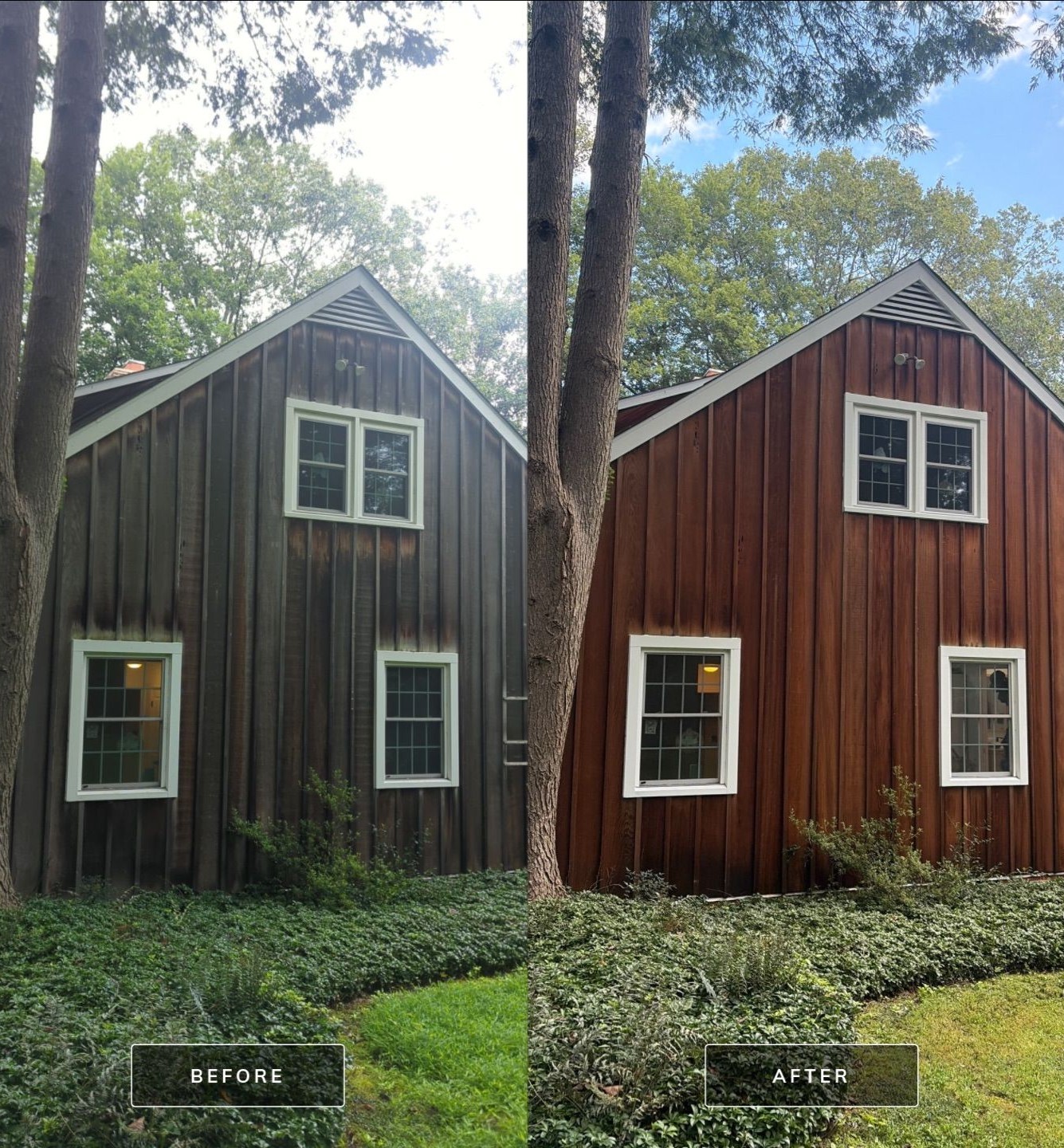Cedar home before and after professional restoration