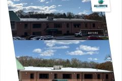 Stained and dirty apartment complex roof before  & after commercial cleaning service