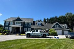 Before and after soft wash roof cleaning