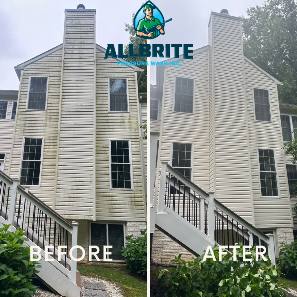 Soft washed home exterior in Maryland